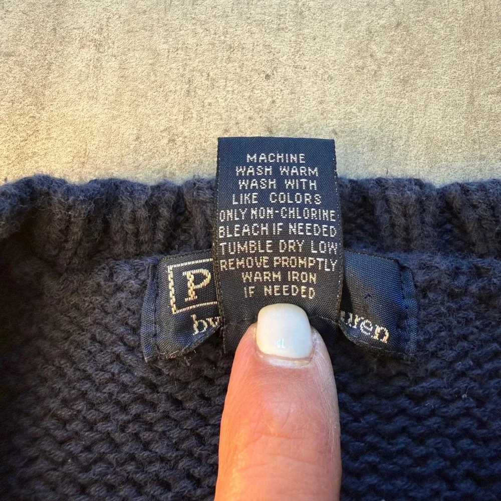 Polo Ralph‎ Lauren Navy Blue Cotton Sweater Knit Size 7 Childrens Classic Logo